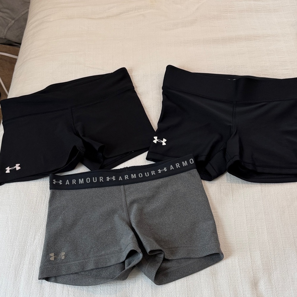 Under Armour Women's Black and Gray Athletic Shorts Trio